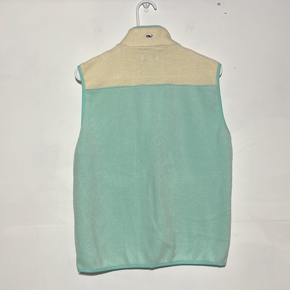 Vineyard Vines Girl's Teal White Sherpa Full Zip Vest Size XL - Picture 7 of 9
